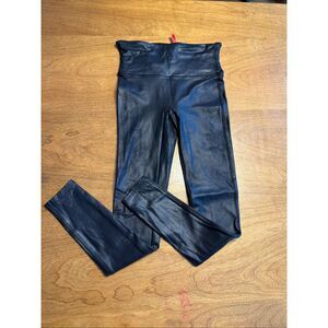 Spanx Women's Faux Leather Pull-On Slimming Stretch Ankle Pants Black Medium